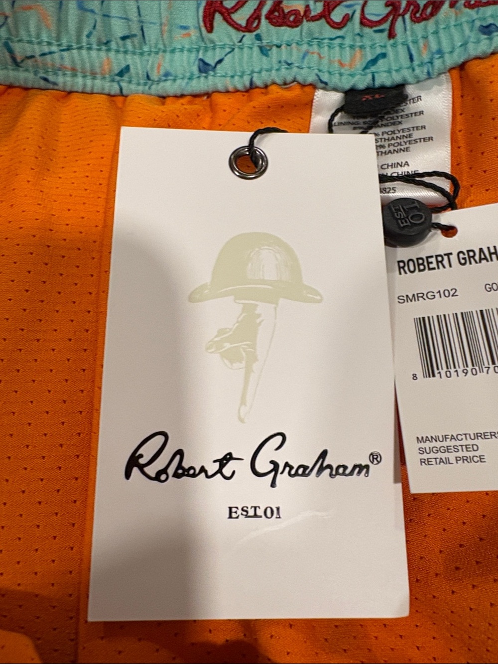NWT Robert Graham Golf Clubs Print Swim Trunks XL Stretch Swim Shorts MSRP $98 - Picture 7 of 9